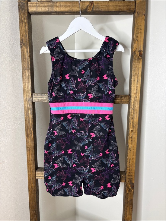 Danskin Other - Danskin Black Dance Gymnastics Cheer Print Romper Waistband Size M